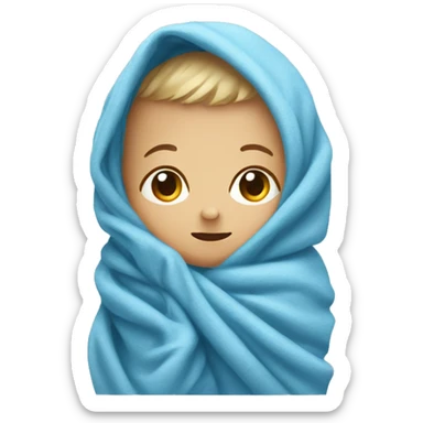 a little baby wrapped in blue blanket sticker