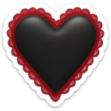 Black leather heart with red lace border sticker