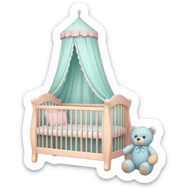 baby room, Cozy baby room with crib and teddy bear sticker