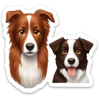Redhair girl and darkbrown border collie sticker