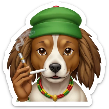 rasta dog smoking a joint sticker