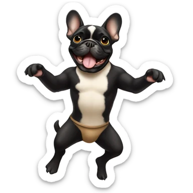 Black and tan colored French bulldog dancing sticker