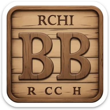 a sign with only the word "RCH" written on it in capital letters sticker