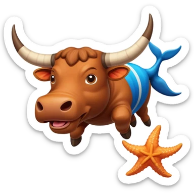 A bull jumping from a starfish sticker