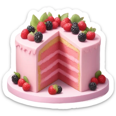 Pastel pink cake with berries  sticker