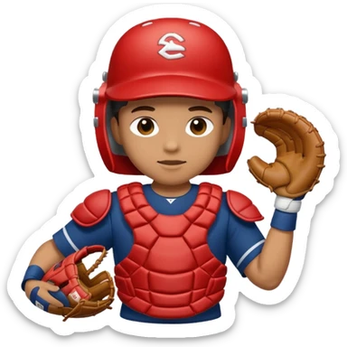 Baseball player with a catchers mitt sticker