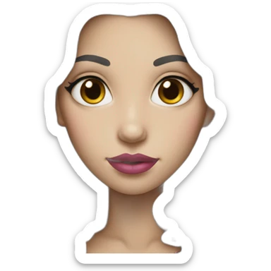 Woman with white skin, long dark hair, wavy hair and pink lips sticker