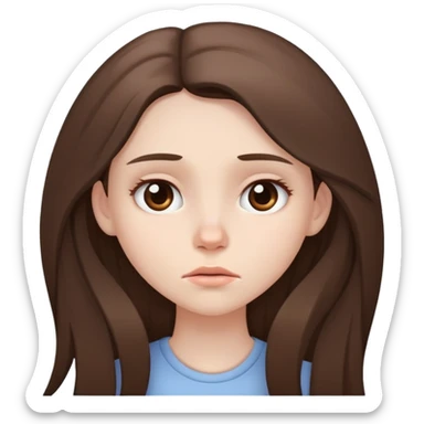 beautiful pale brunette girl with long hair tired sticker