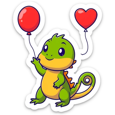 bearded dragon with heart balloon sticker