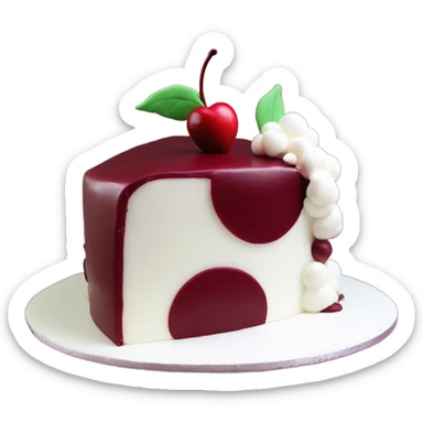Cherry vintage trendy burgundy and white heart shaped cake 1 layer  sticker