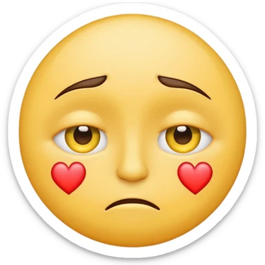 A yellow circular frowning Face with a heart above one eye and a tear under the other sticker