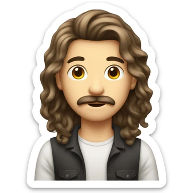 teenage boy with moustache and long hair sticker