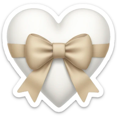 white heart with beige bow sticker
