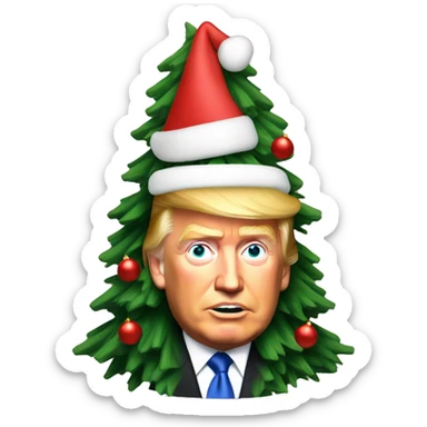 Donald Trump with a Christmas tree sticker