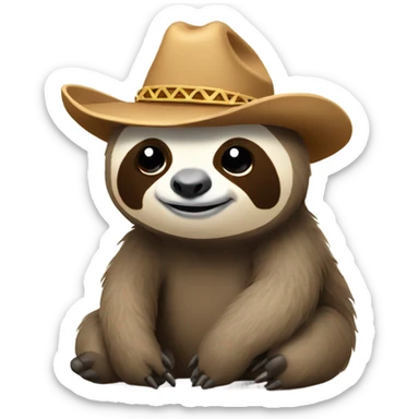 Sloth wearing cowboy hat and boots sticker