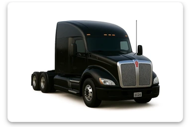 Make this 2026 Kenworth T680 Flat Top semi sleeper indistinguishable from a real photo—perfect proportions, lighting, chrome, and paint reflections, no air filters, flat top sleeper cab prominent, no background. sticker
