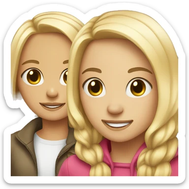 blonde girl and brunette girl smiling together  sticker