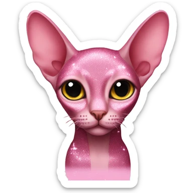 Sphinx cat covered in pink glitter sticker