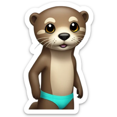 river otter with a bathing suit sticker