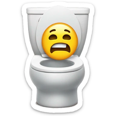 A head sticking out of a toilet with an iPhone sticker