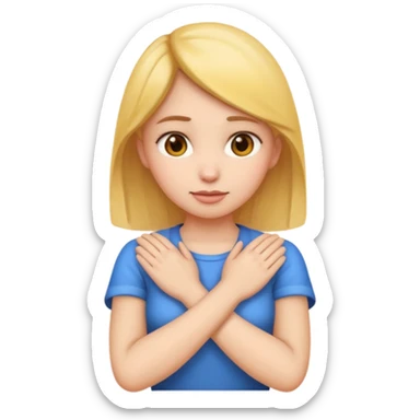make a girl emoji crossing hands around neck sticker