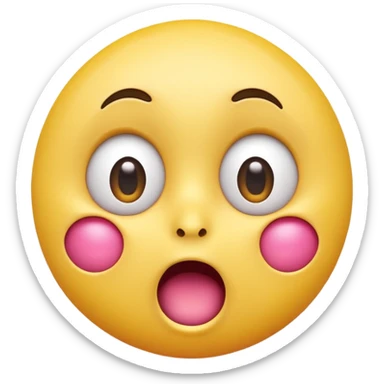 A 3D glossy yellow emoji face with a horrified expression, only large wide-open eyes, wide-open mouth, raised eyebrows, no nose, no ears, hands against its pink cheeks, vector style, black background, high quality, soft studio lighting sticker