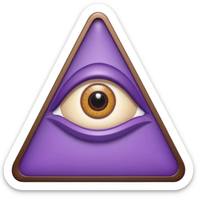 A triangle with a mix of colors as a border and a purple inside with an eye in the middle sticker
