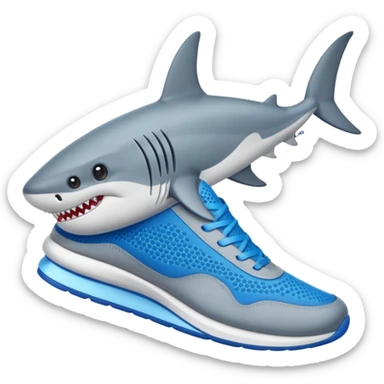 Tiburón con 3 zapatillas azules  sticker