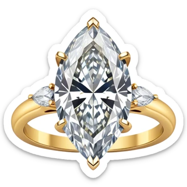 marquise diamond engagement ring gold sticker