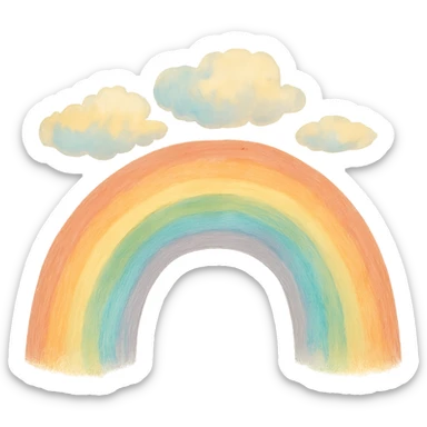 icon of a rainbow, soft colors, painterly sticker