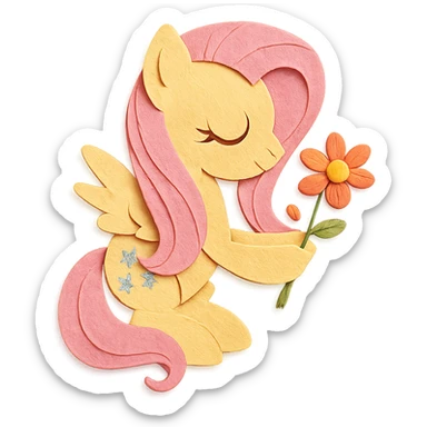 Fluttershy holding a flower sticker