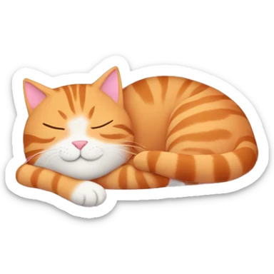 tabby orange cat sleeping in pink cat bed sticker