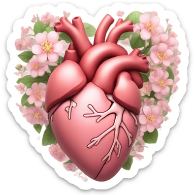 light pink anatomical heart with flower sticker