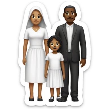 padre blanco y madre negra familia con 2 hijos sticker