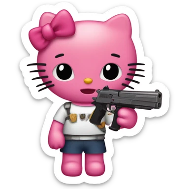Hellokitty with gun sticker