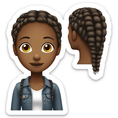African American girl tall skinny with braids sticker