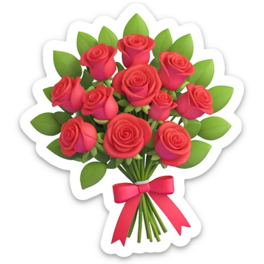 elegant bouquet of red roses with ribbon sticker