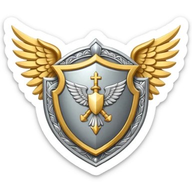 holy emblem with silver wings and shield in the middle sticker