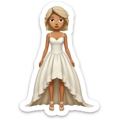 woman ripped wedding dress standing on foot sticker