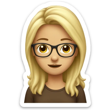 blond girl with brown glasses who make a dab sticker