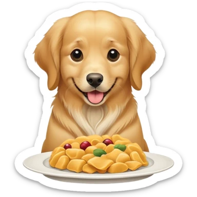 dog with a plate of food sticker