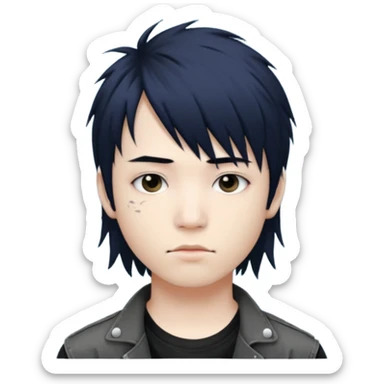 zombie boy with mullet, grunge emo style, hot, Asian features sticker