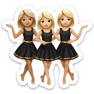 Emoji of 3 Girls dancing one with blonde hair, one tan and one with black hair sticker