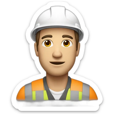 Engineer, white hard hat, fair skintone, bad haircut sticker