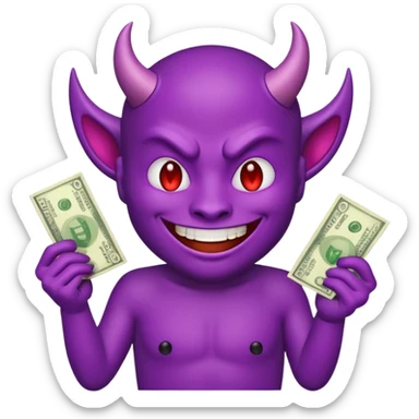 purple devil emoji (fun and light hearted) with money  sticker