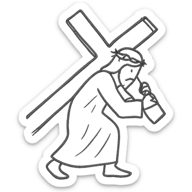 Jesus carrying the cross icon sticker