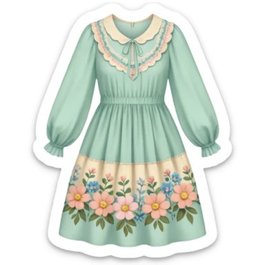 Cottagecore style ultra cute vintage material dress sticker