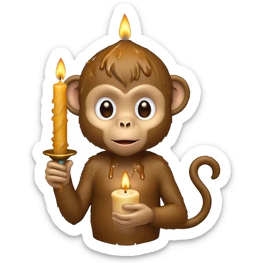 candle-holding monkey sticker