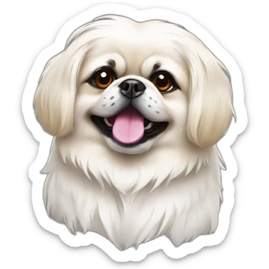 White Pekingese artist with colored paints sticker