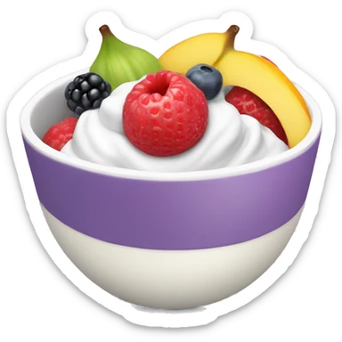 Yogurt bowl with fruit sticker